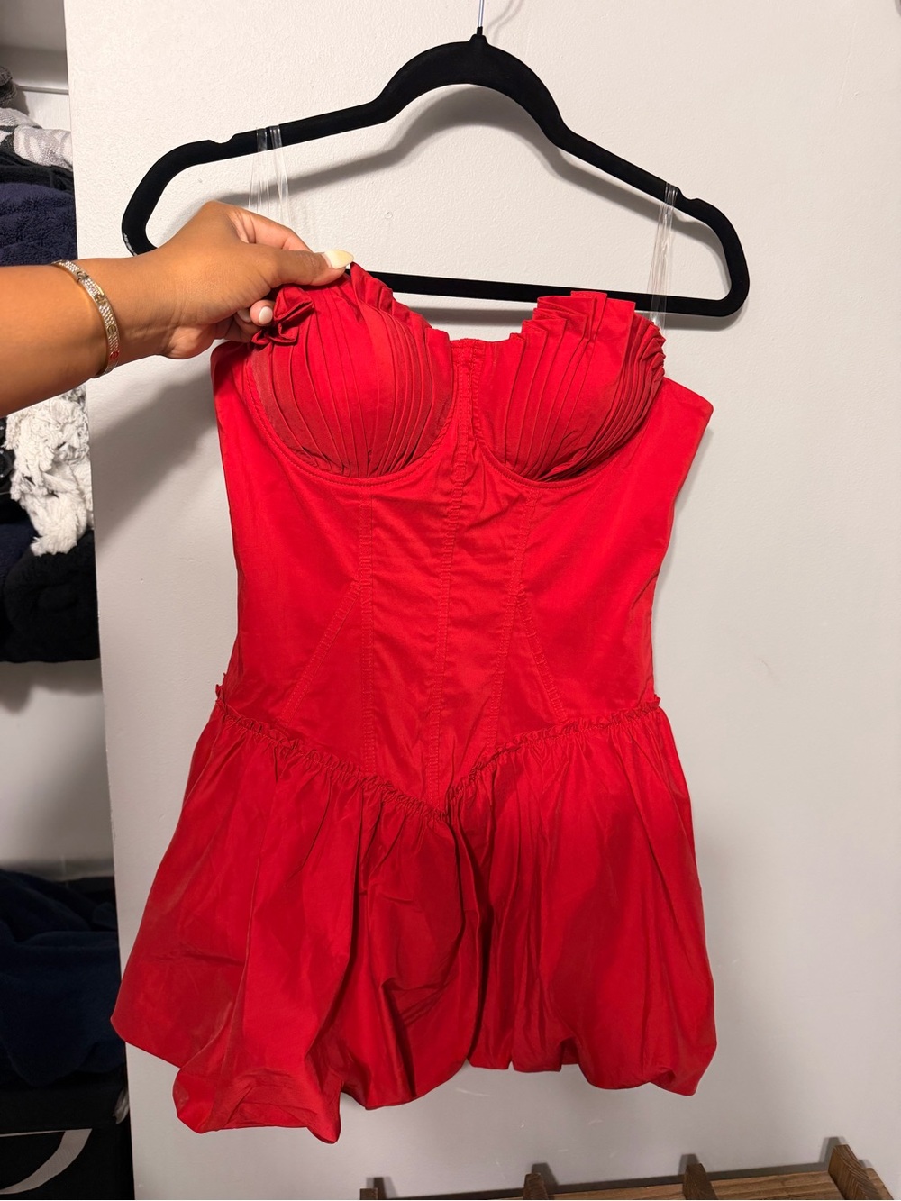 Fashion Nova Strapless Red Corset Bubble Mini Dress - Picture 4 of 5